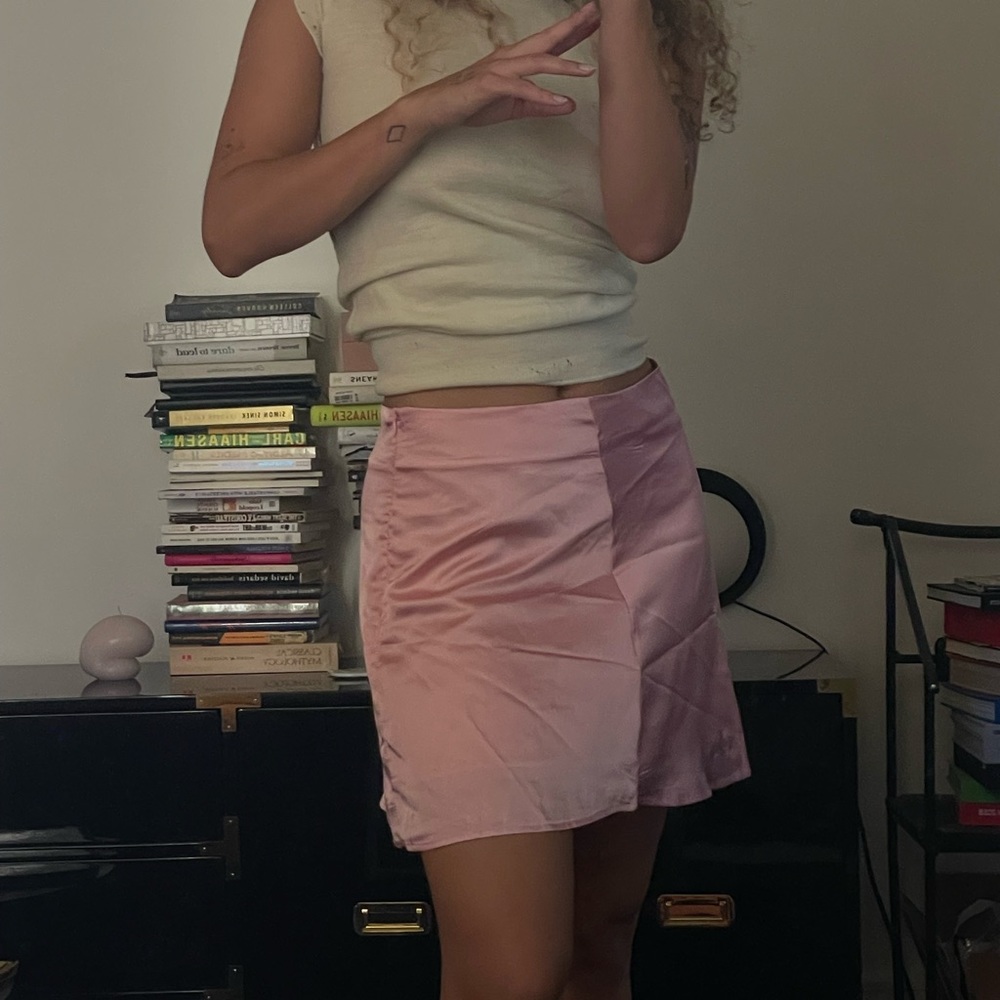 Pink silk stretch skirt
